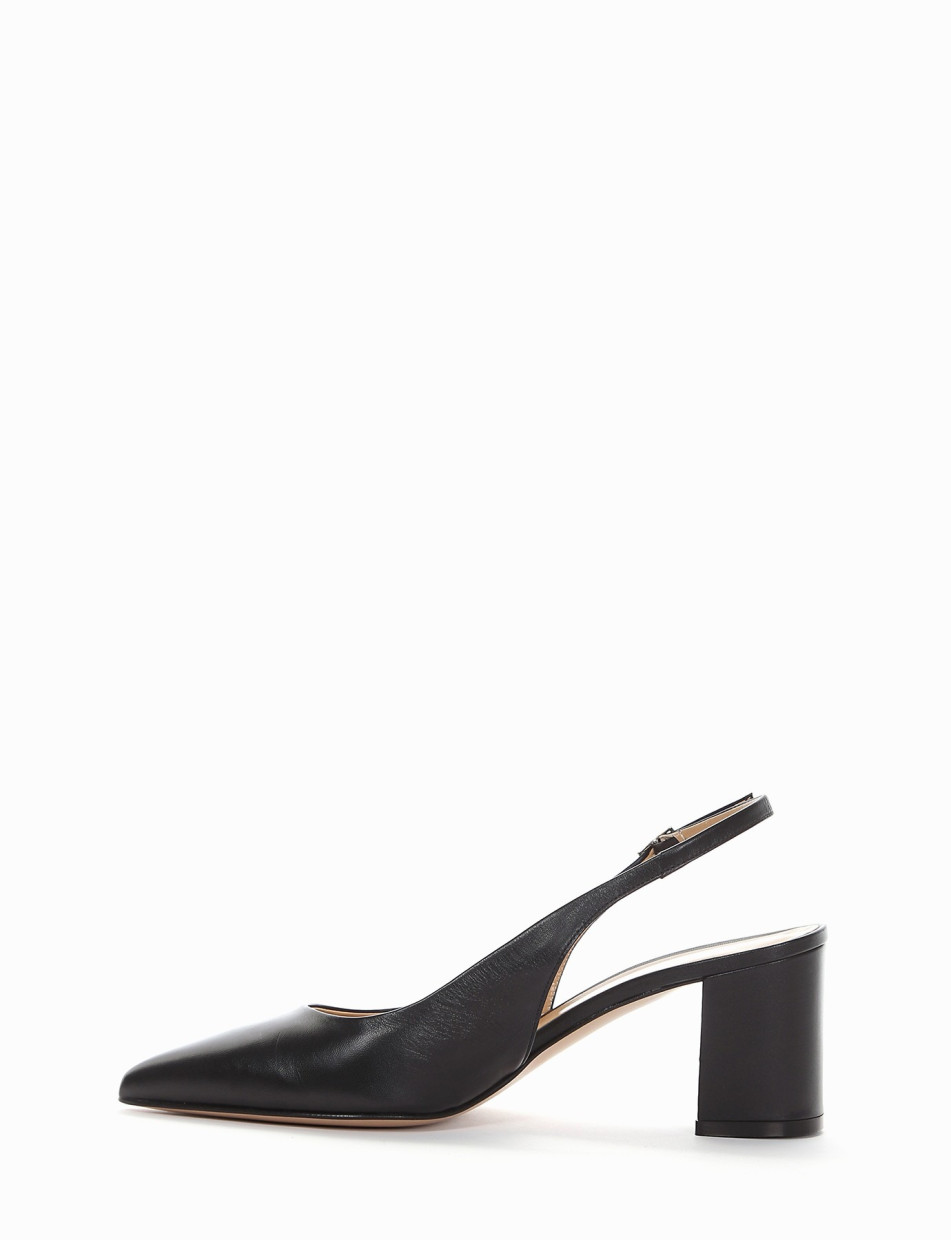 Slingback decoltè tacco 7cm nero pelle