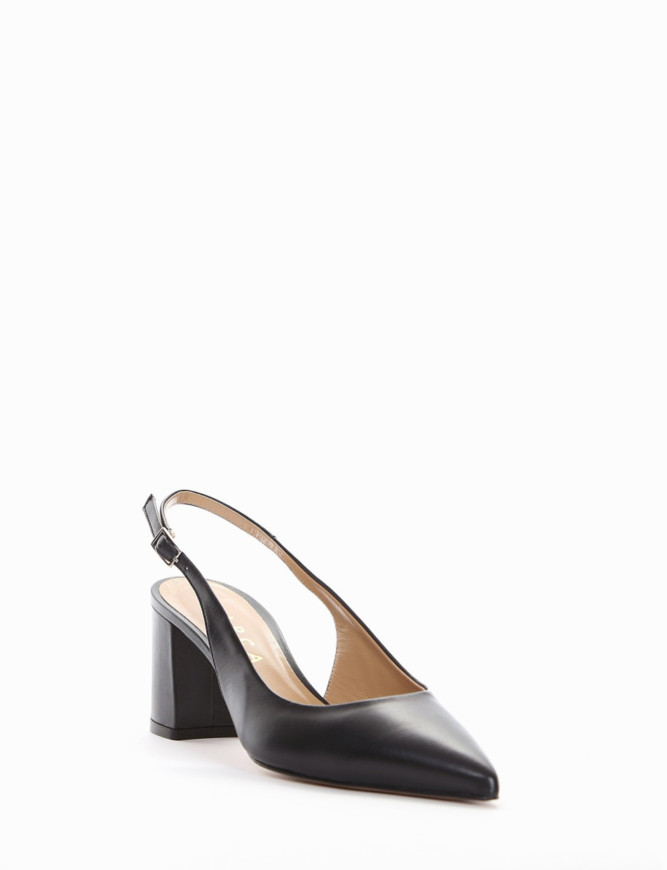 Slingback decoltè tacco 7cm nero pelle