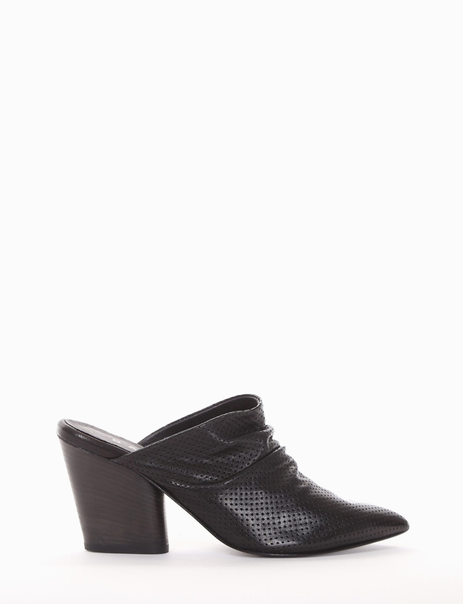 Sabot heel 8 cm black leather