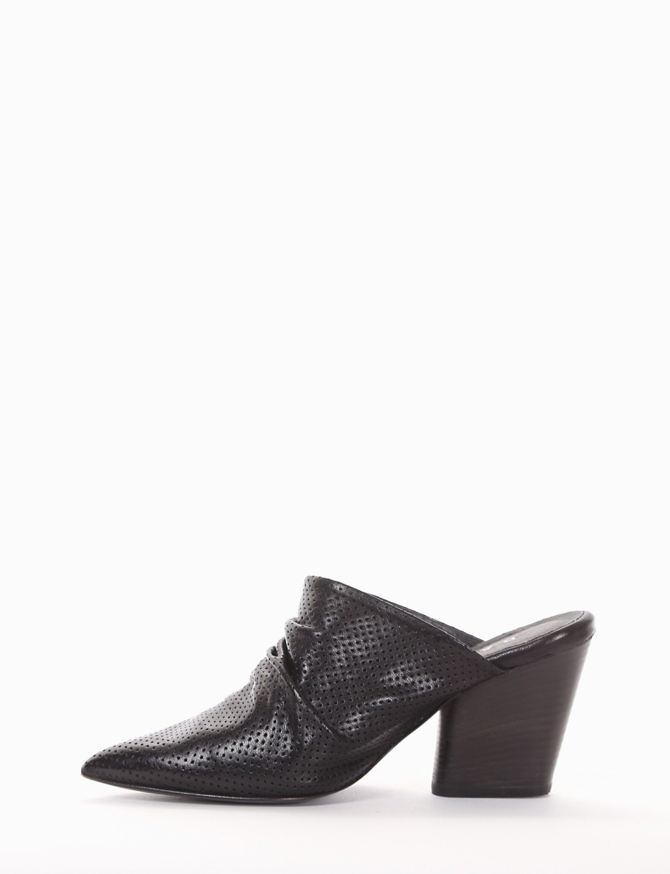 Sabot heel 8 cm black leather