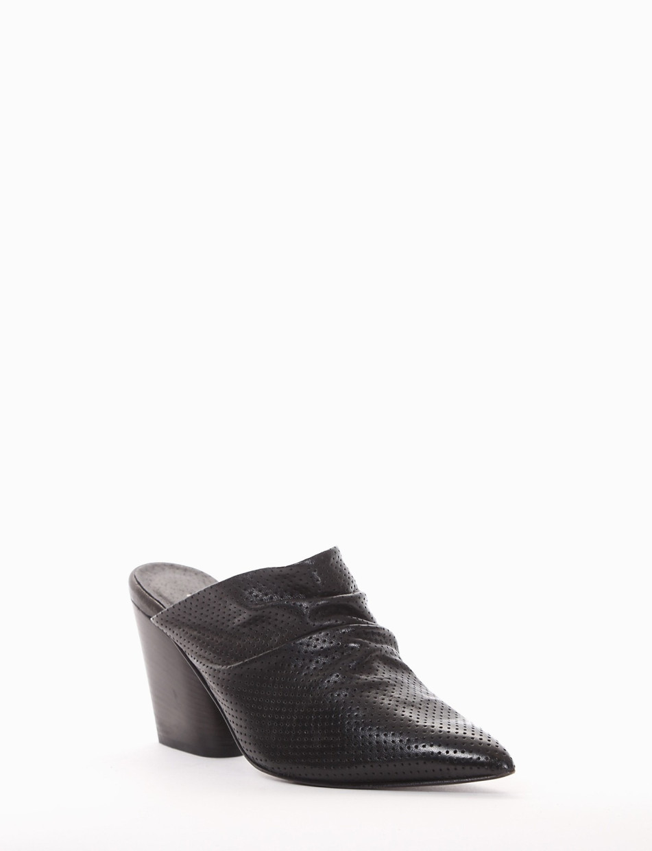 Sabot heel 8 cm black leather