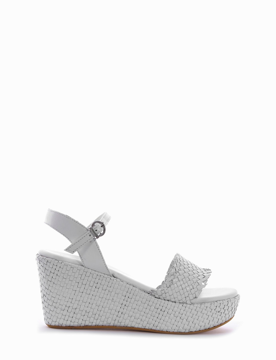 Wedge heels heel 5 cm white leather