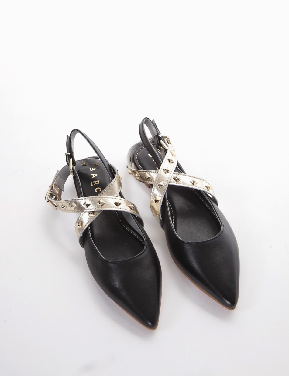 Slingback decoltè tacco 1 cm nero pelle