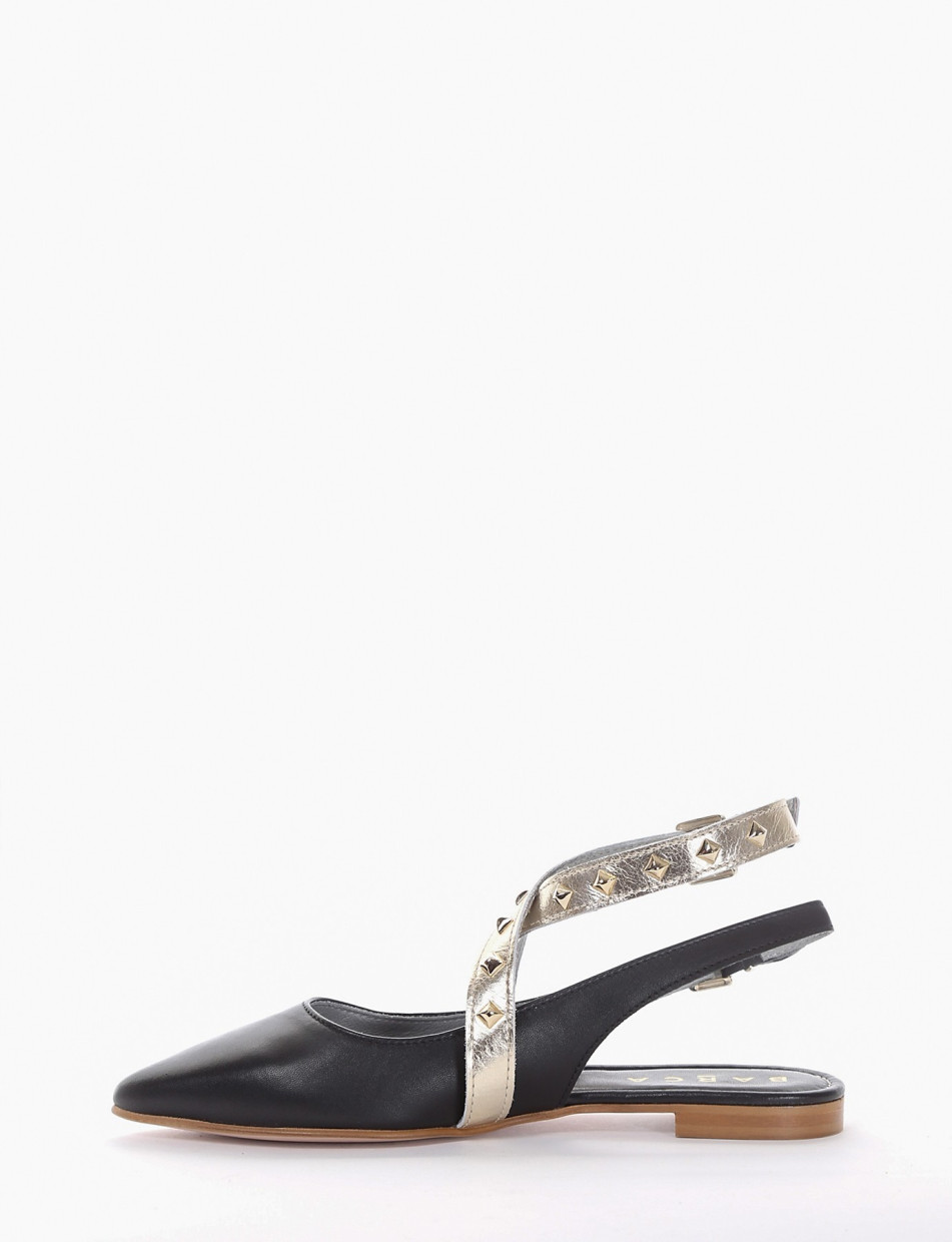 Slingback decoltè tacco 1 cm nero pelle