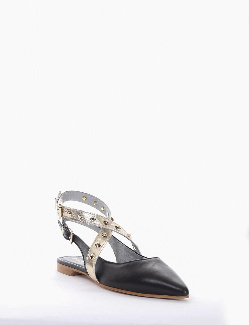 Slingback decoltè tacco 1 cm nero pelle