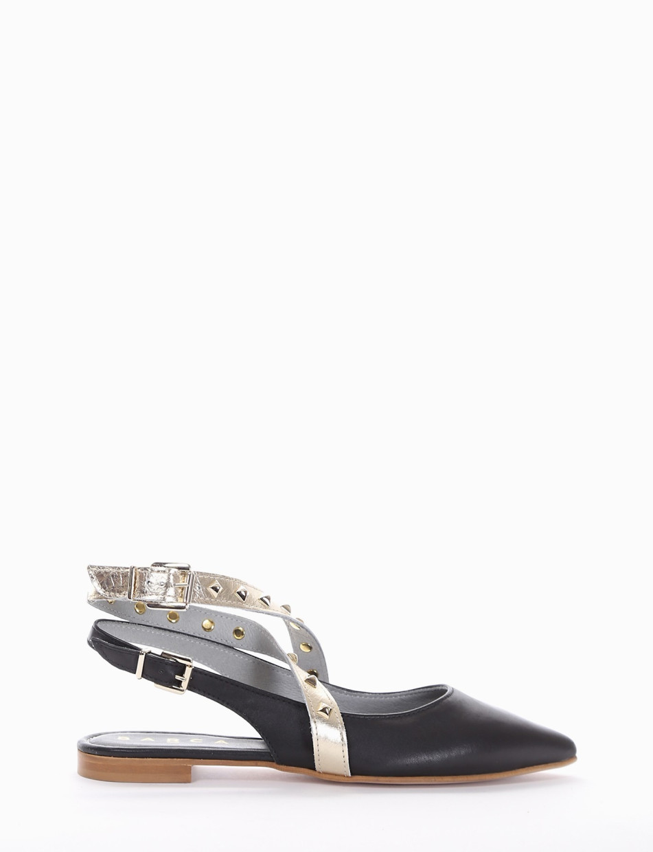 Slingback decoltè tacco 1 cm nero pelle