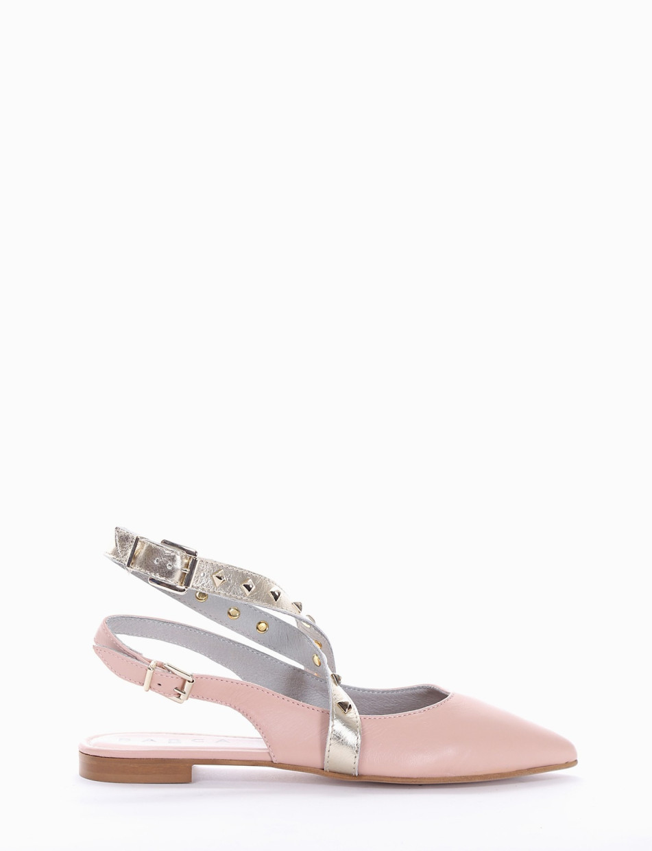 Slingback decoltè tacco 1 cm rosa pelle