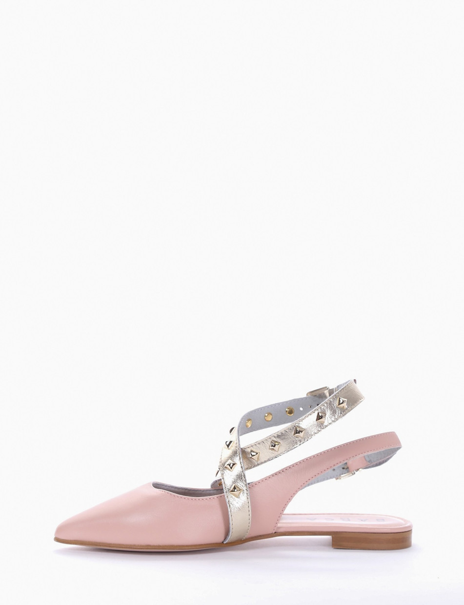 Slingback decoltè tacco 1 cm rosa pelle