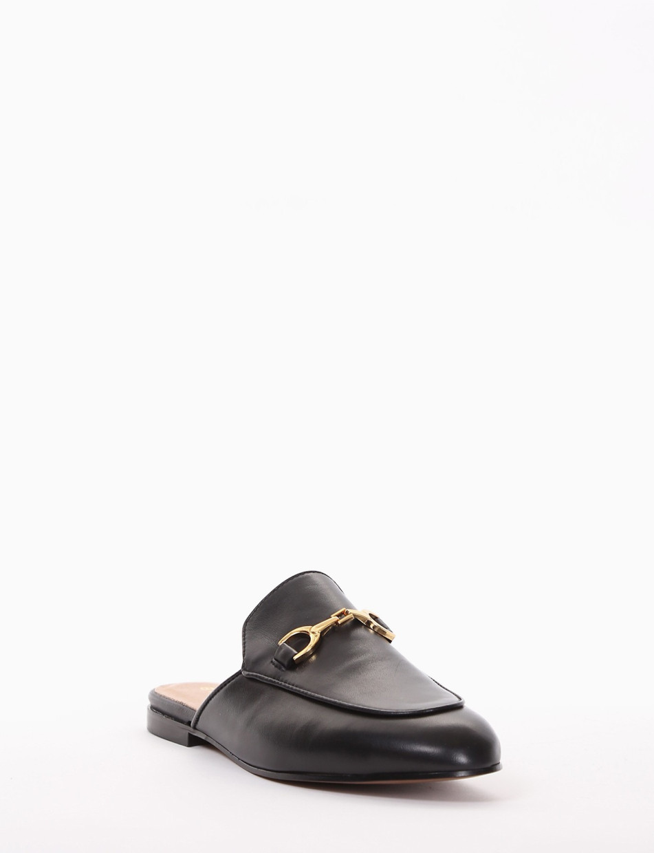 Sabot heel 1 cm black leather