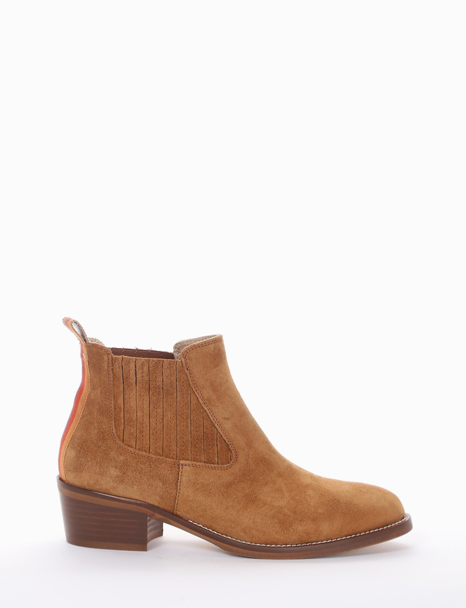 Low heel ankle boots heel 3 cm brown chamois