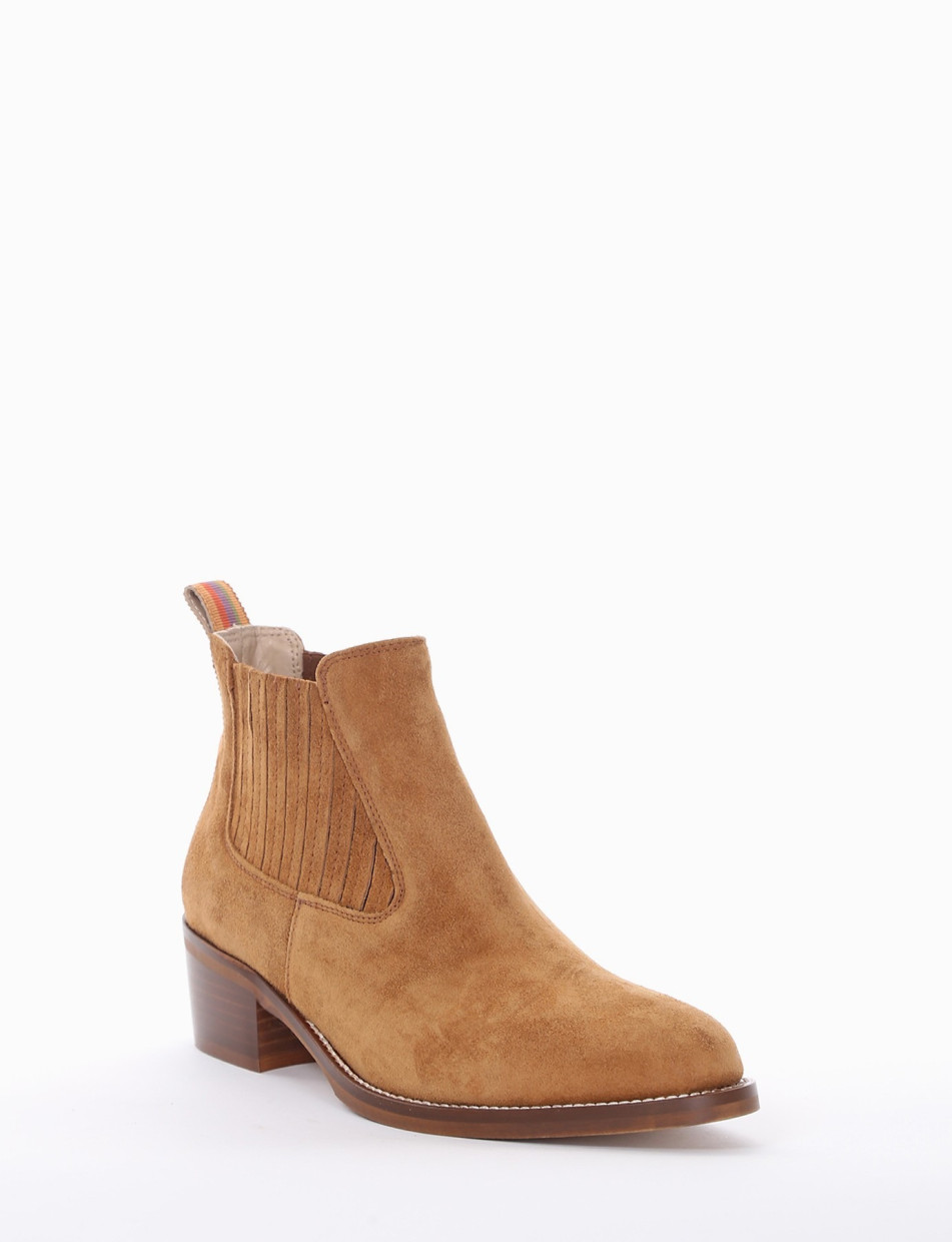 Low heel ankle boots heel 3 cm brown chamois