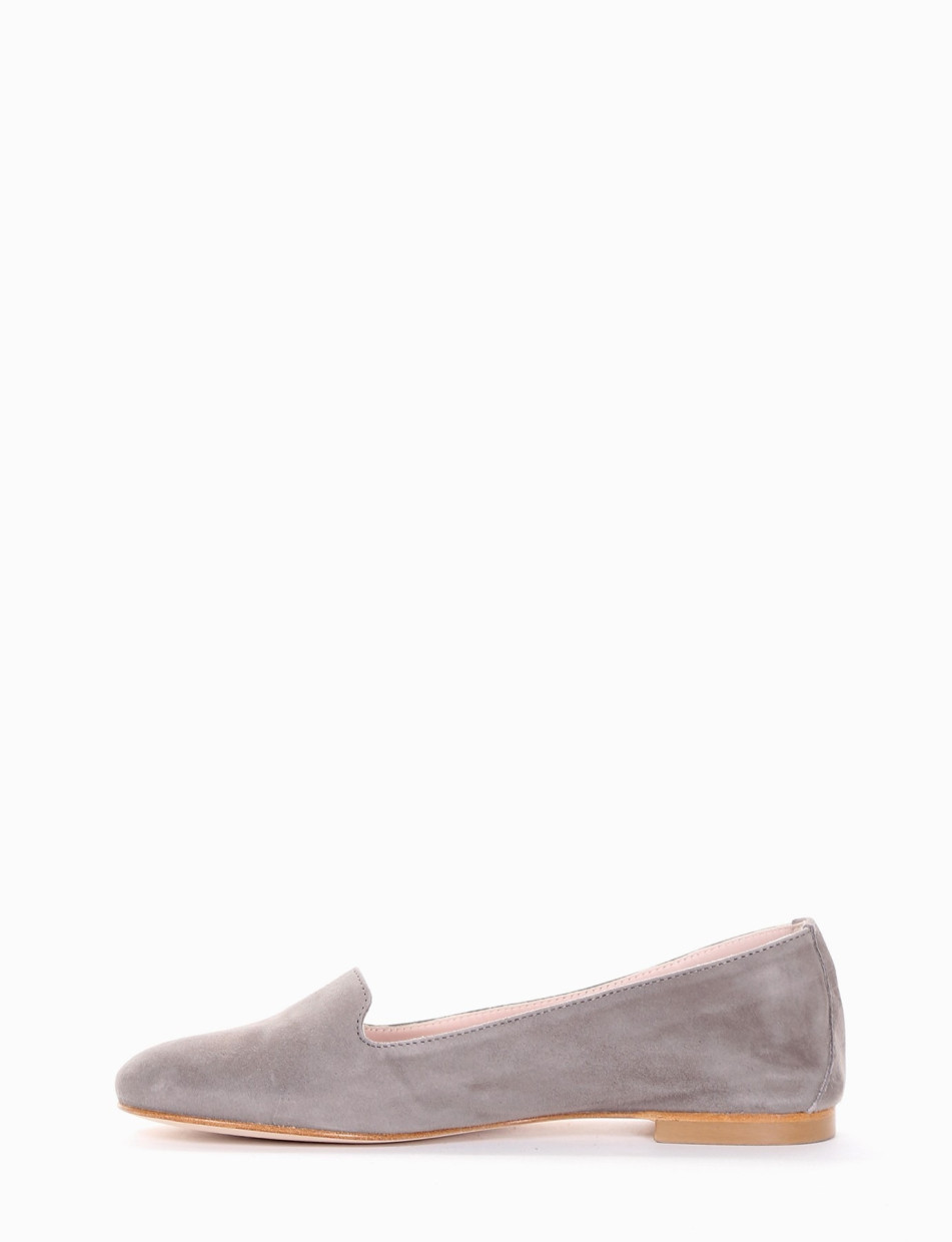 Flat shoes heel 1cm grey chamois