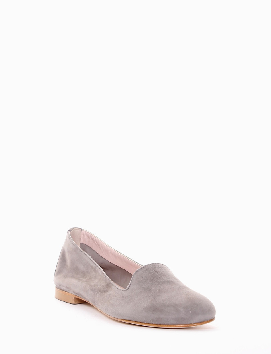 Flat shoes heel 1cm grey chamois