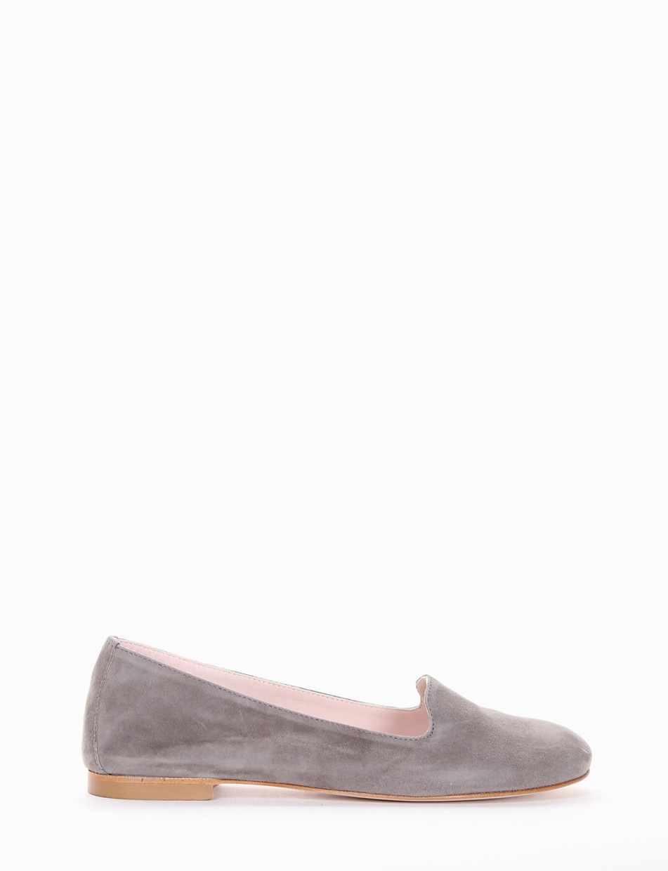 Flat shoes heel 1cm grey chamois