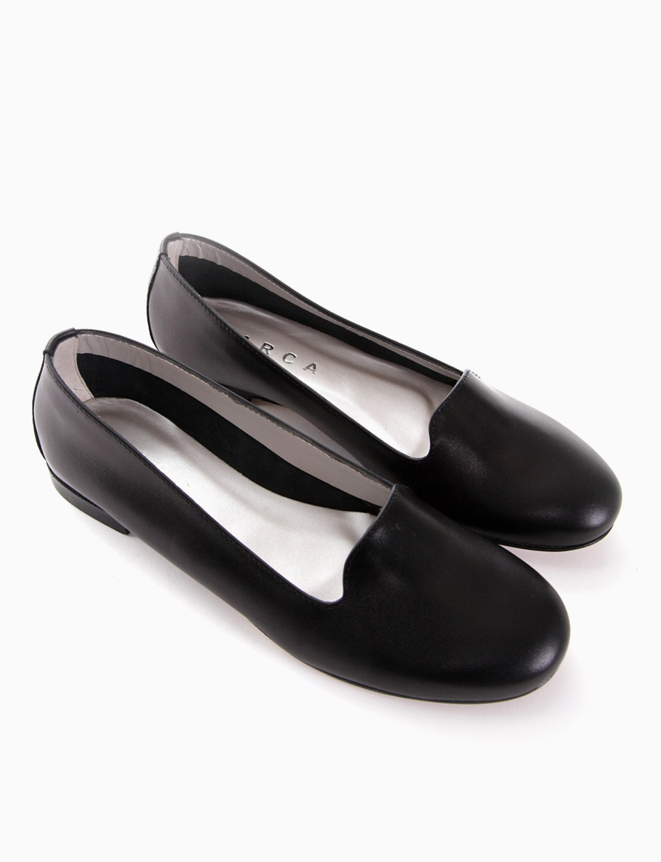 Flat shoes heel 1 cm black leather