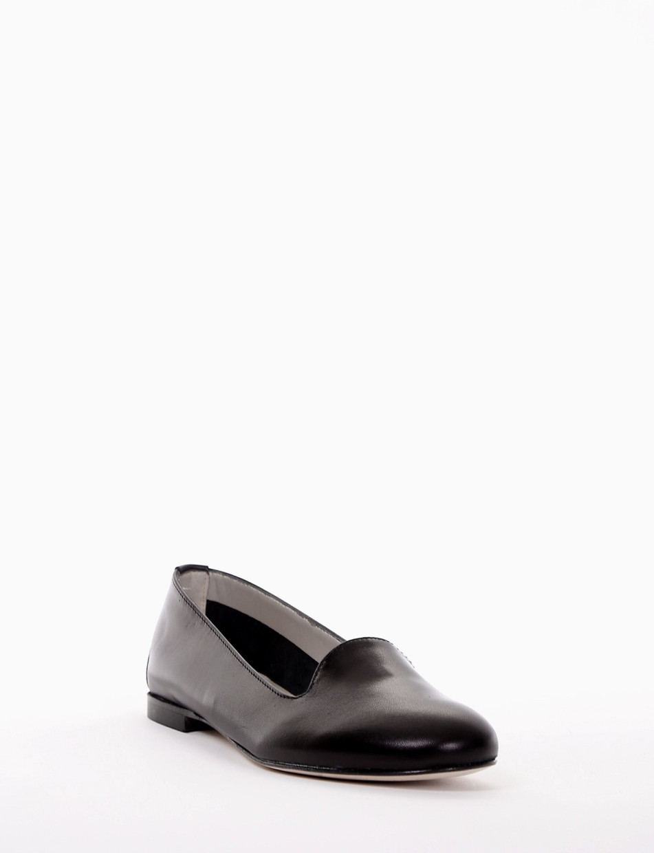 Flat shoes heel 1 cm black leather