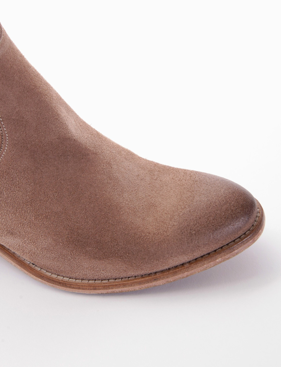 Low heel ankle boots heel 4 cm beige chamois