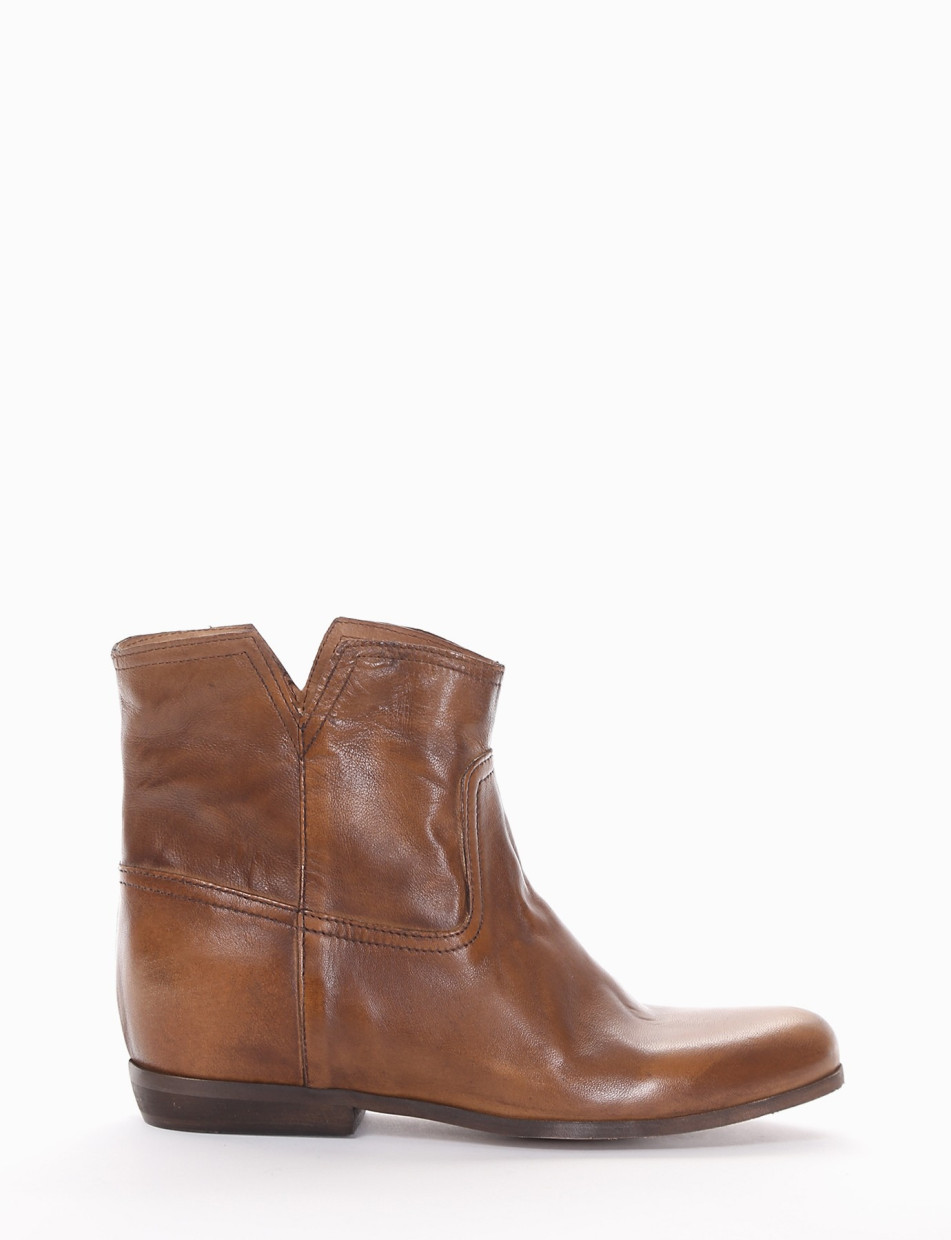 Low heel ankle boots heel 2 cm brown leather