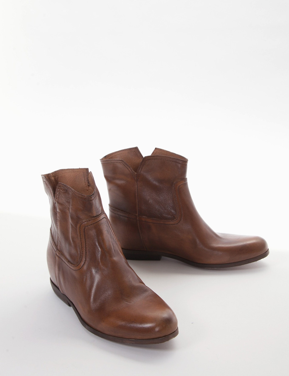 Low heel ankle boots heel 2 cm brown leather