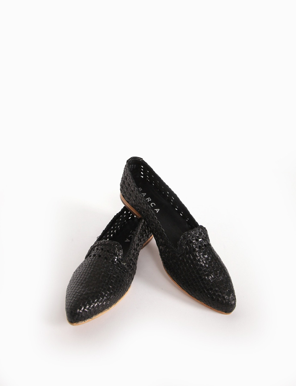 Flat shoes heel 1 cm black leather