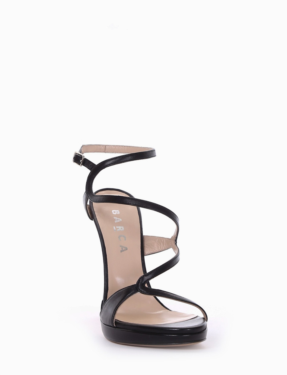 High heel sandals heel 10 cm black leather