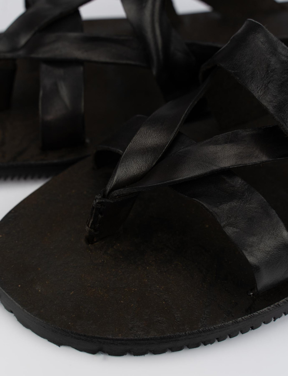 Sandals heel 1 cm dark brown leather