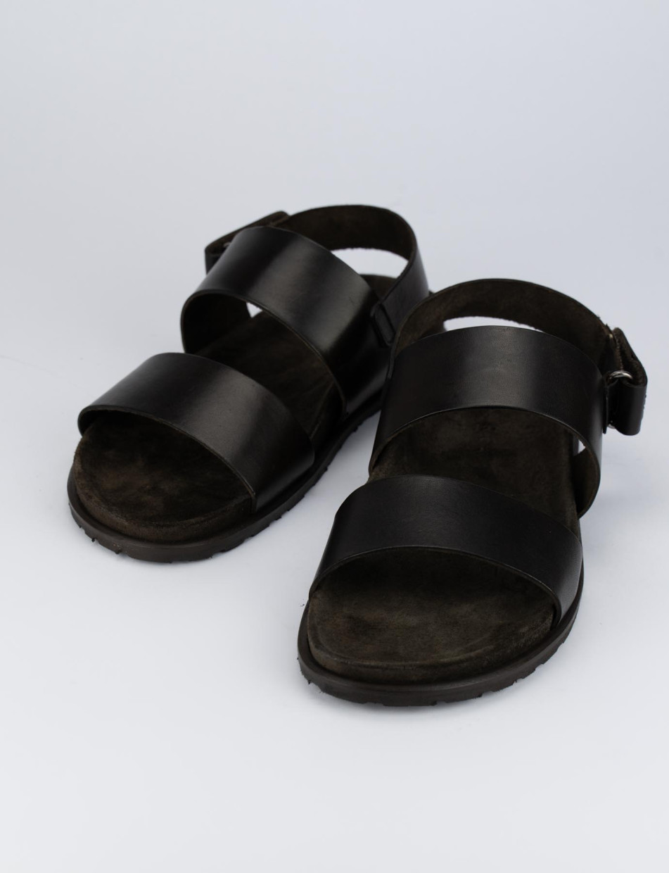 Sandals heel 1 cm dark brown leather