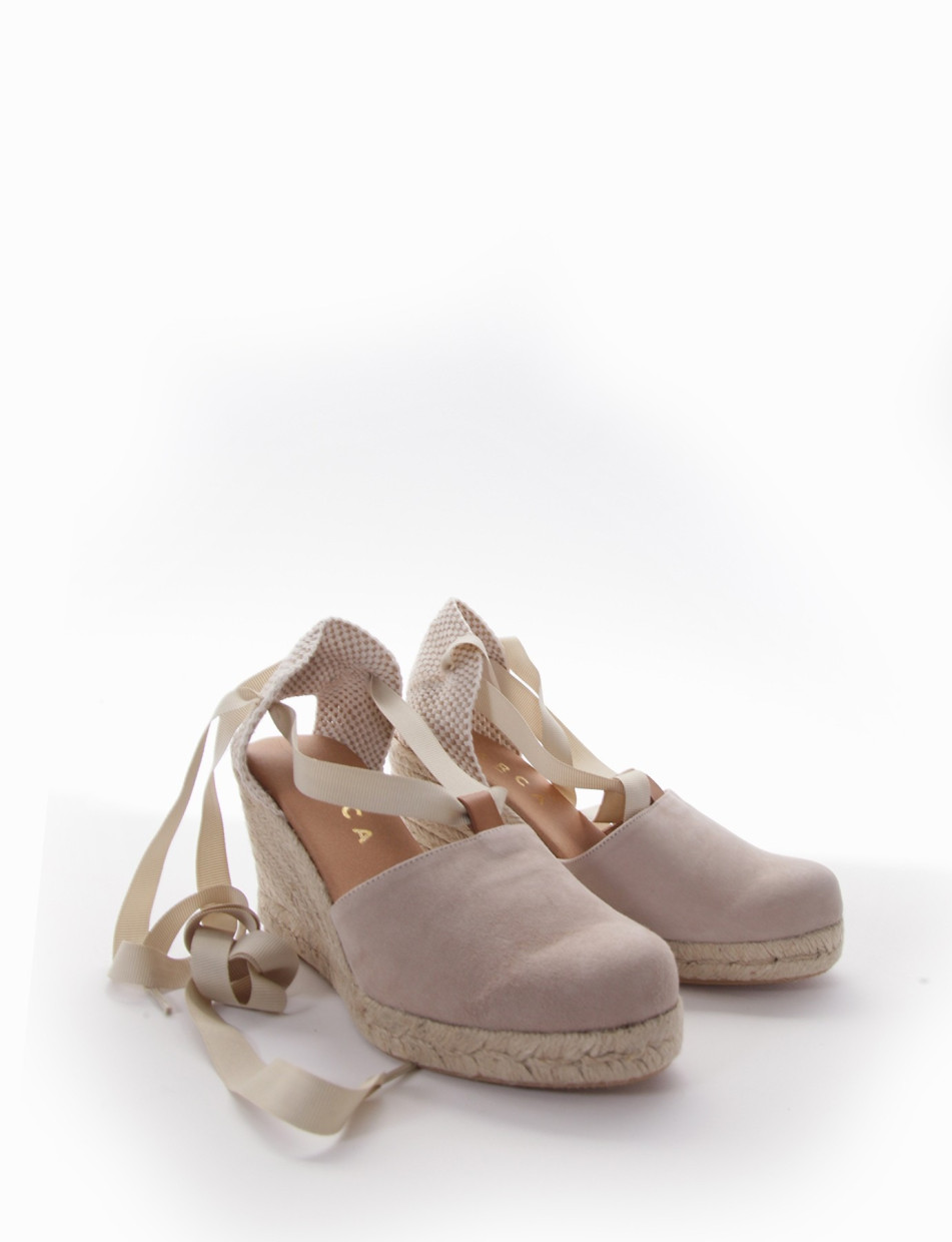 sandalo espadrilas zeppa 8 cm beige