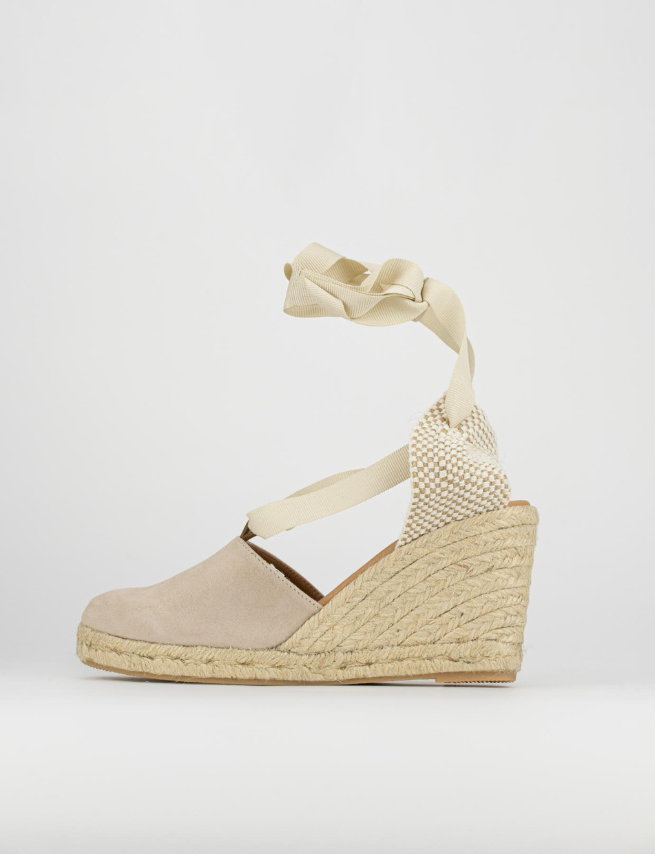 sandalo espadrilas zeppa 8 cm beige