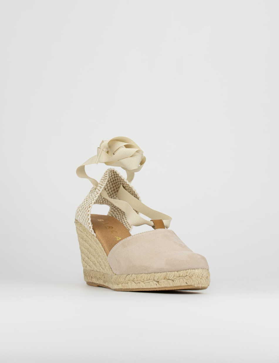 Espadrillas heel 8 cm beige chamois