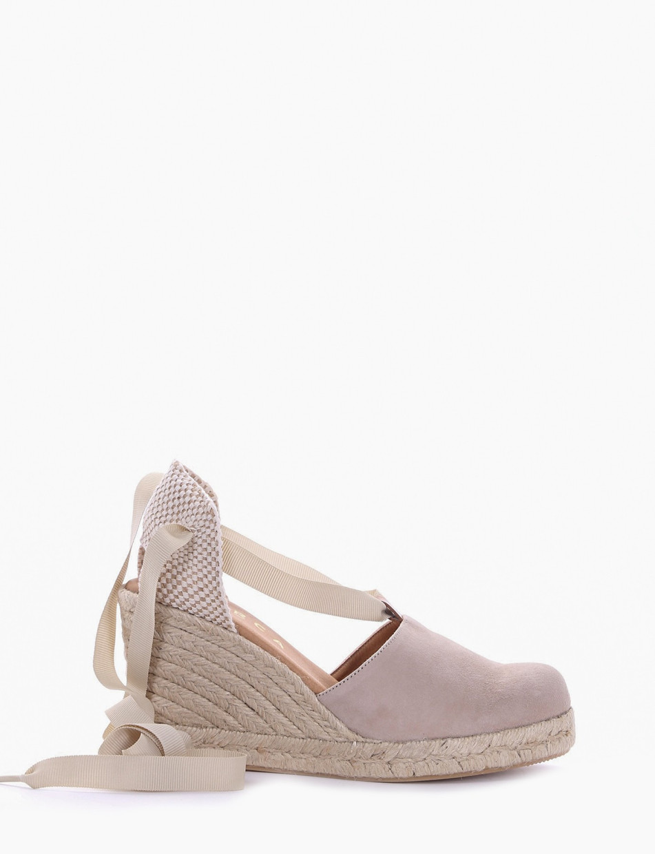 sandalo espadrilas zeppa 8 cm beige