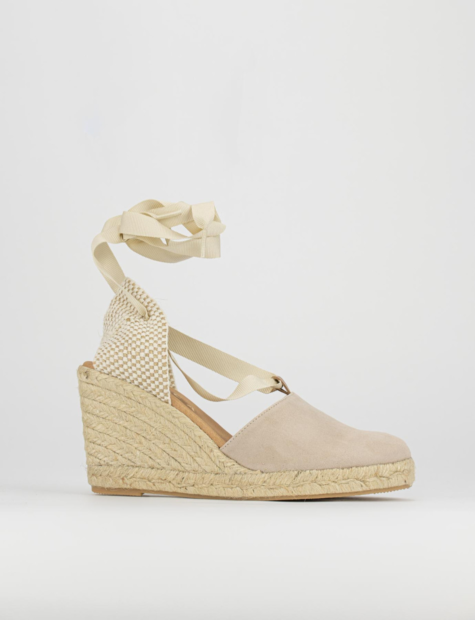 Espadrillas heel 8 cm beige chamois