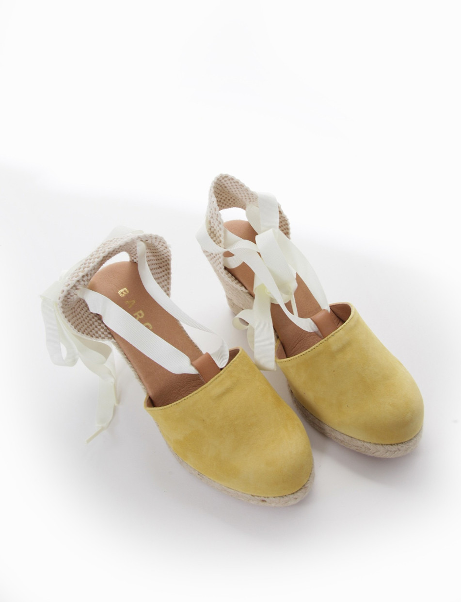 Espadrillas heel 8 cm yellow chamois