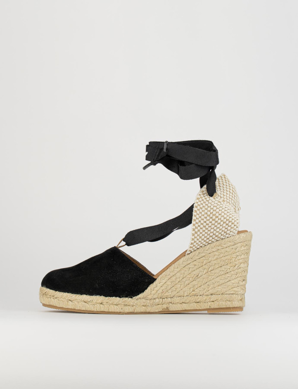 sandalo espadrilas zeppa 8 cm nero