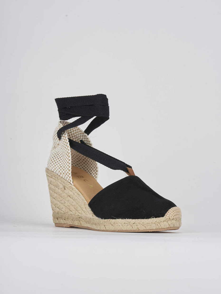 Espadrillas heel 8 cm black chamois