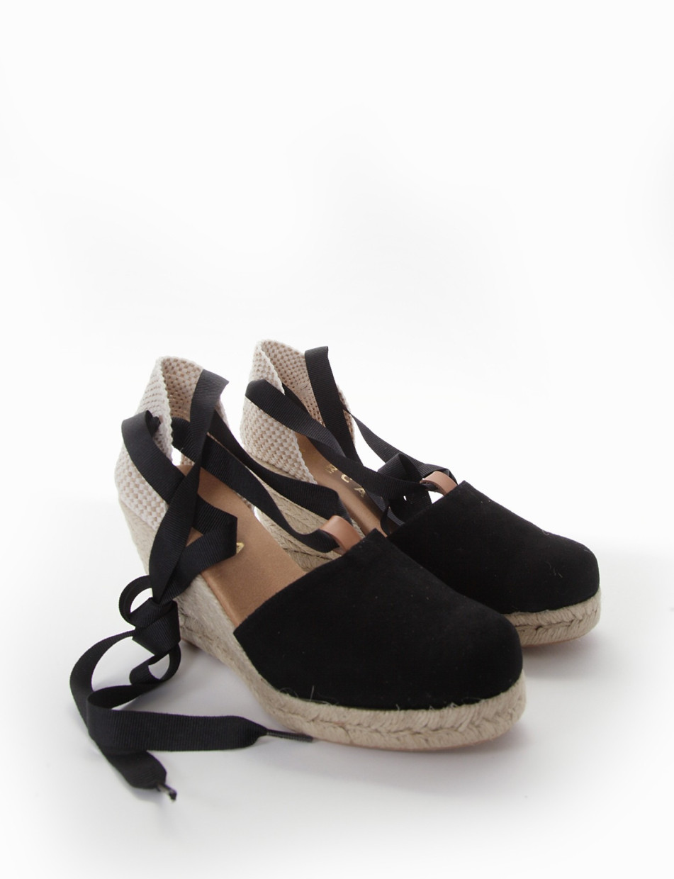 sandalo espadrilas zeppa 8 cm nero