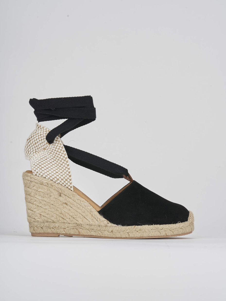 Espadrillas heel 8 cm black chamois