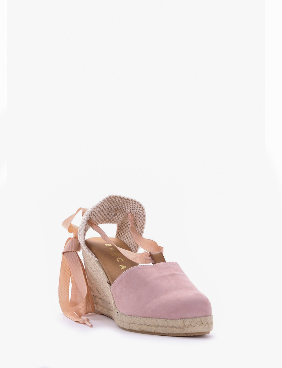 Espadrillas heel 8 cm pink chamois