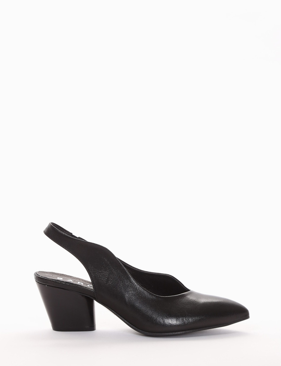 Slingback decoltè tacco 5 cm nero pelle