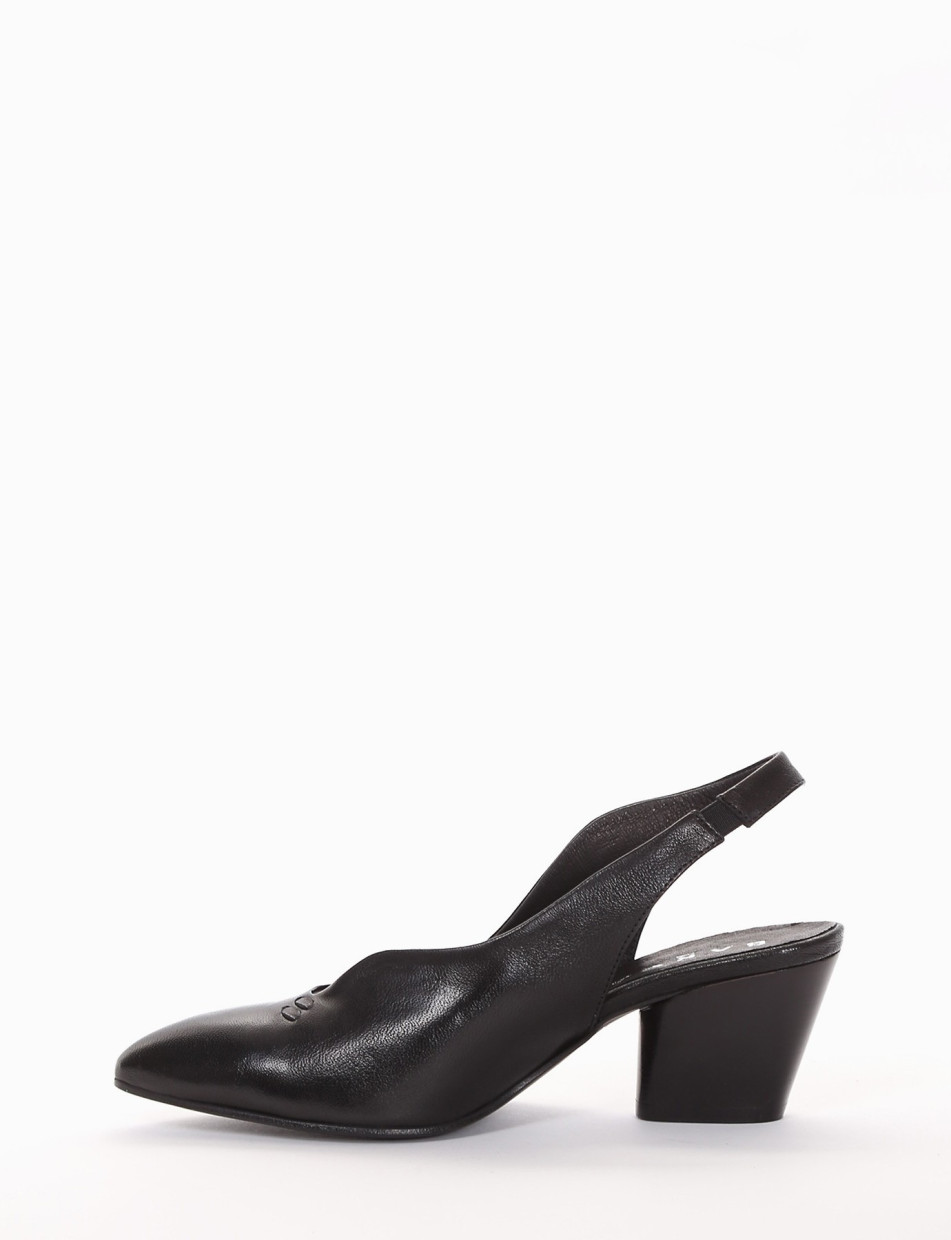 Slingback decoltè tacco 5 cm nero pelle