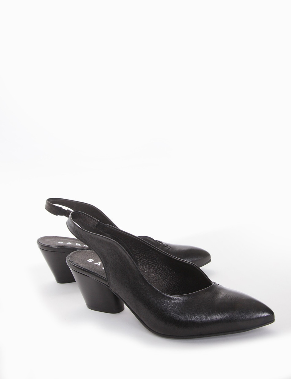 Slingback decoltè tacco 5 cm nero pelle