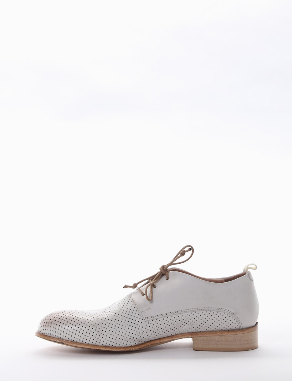 Lace-up shoes heel 2 cm white leather
