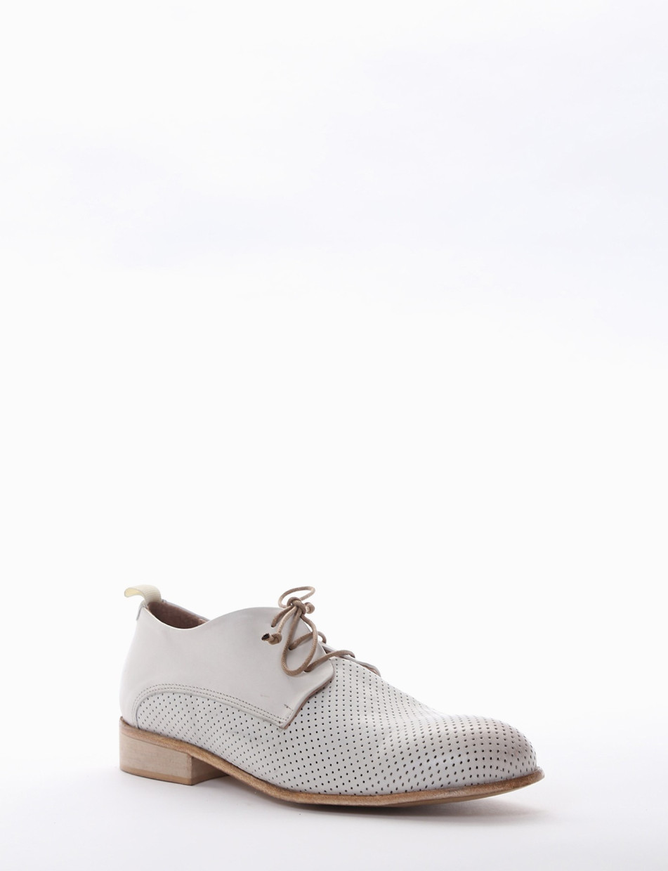 Lace-up shoes heel 2 cm white leather