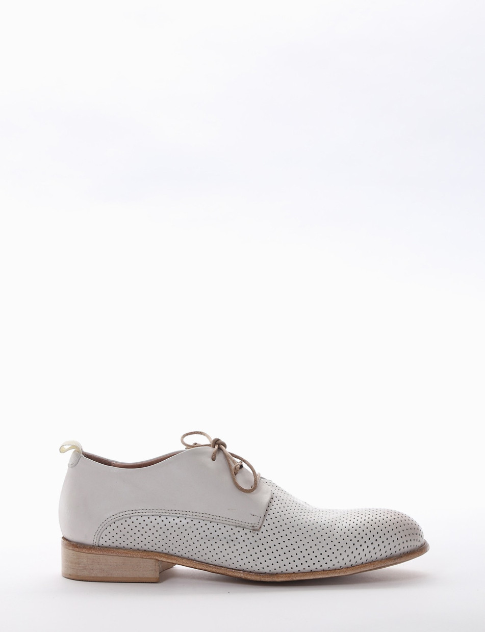 Lace-up shoes heel 2 cm white leather