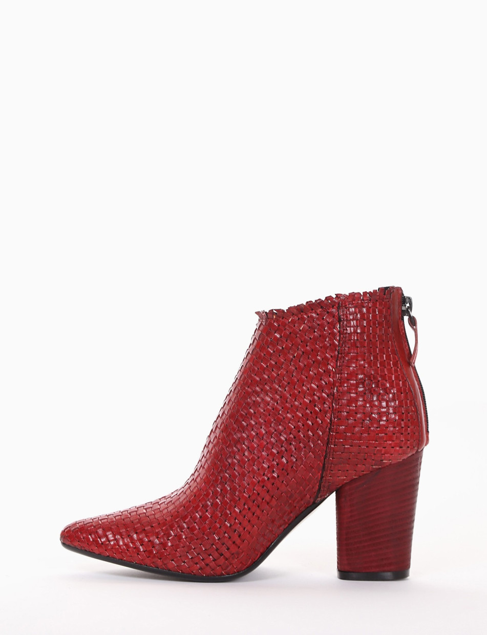 High heel ankle boots heel 8 cm red leather