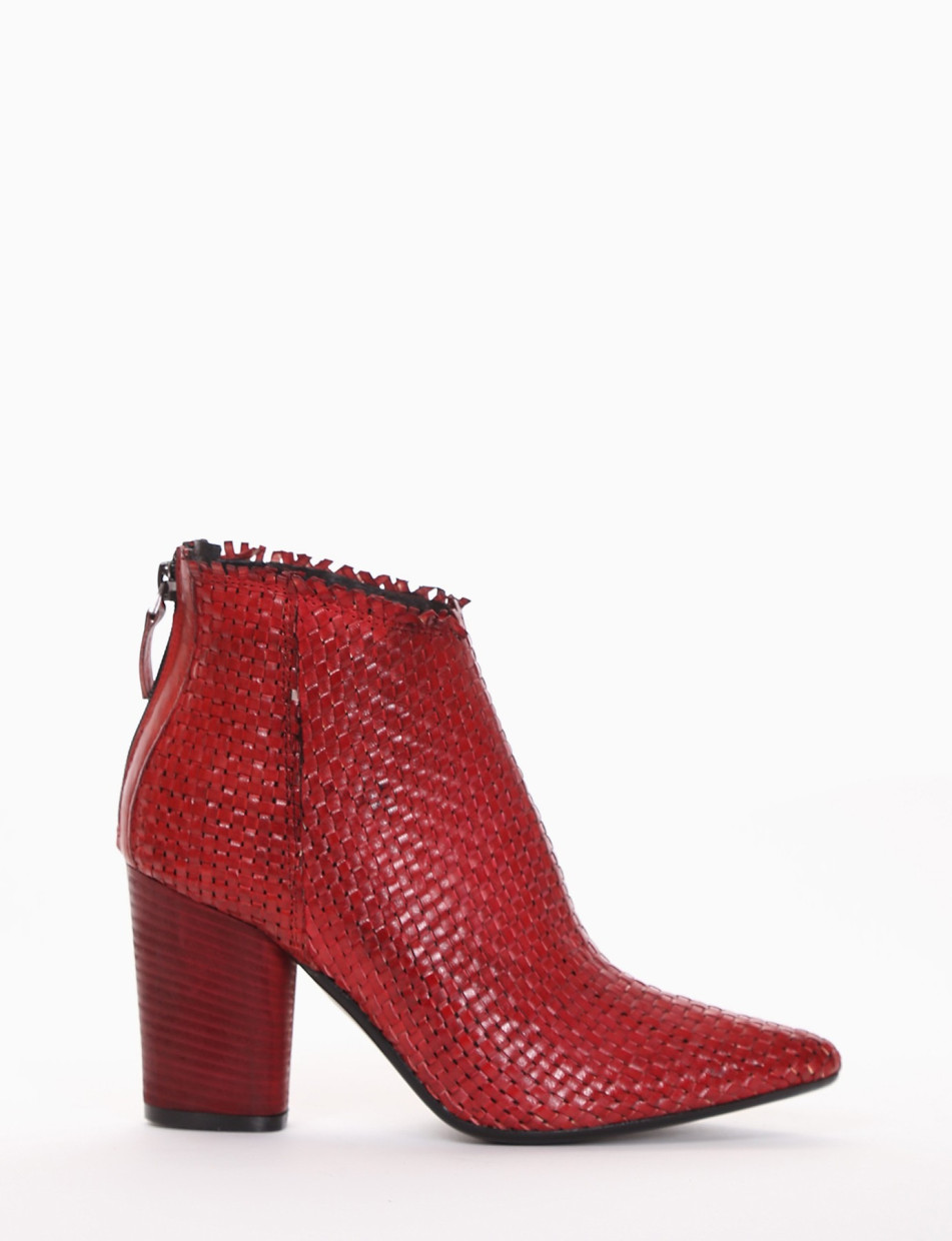 High heel ankle boots heel 8 cm red leather