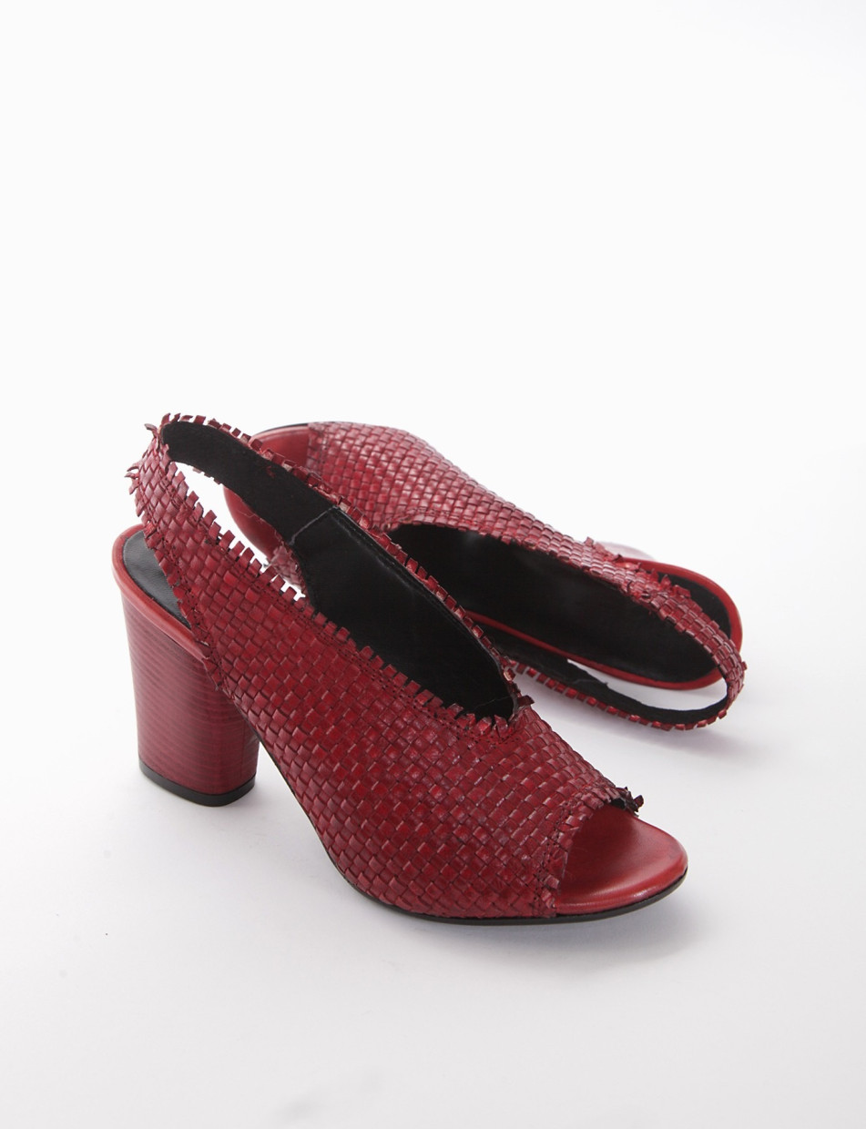 High heel sandals heel 7 cm red leather