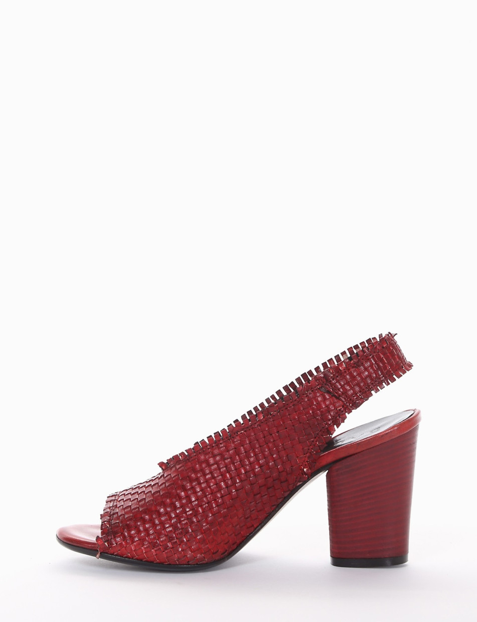 High heel sandals heel 7 cm red leather