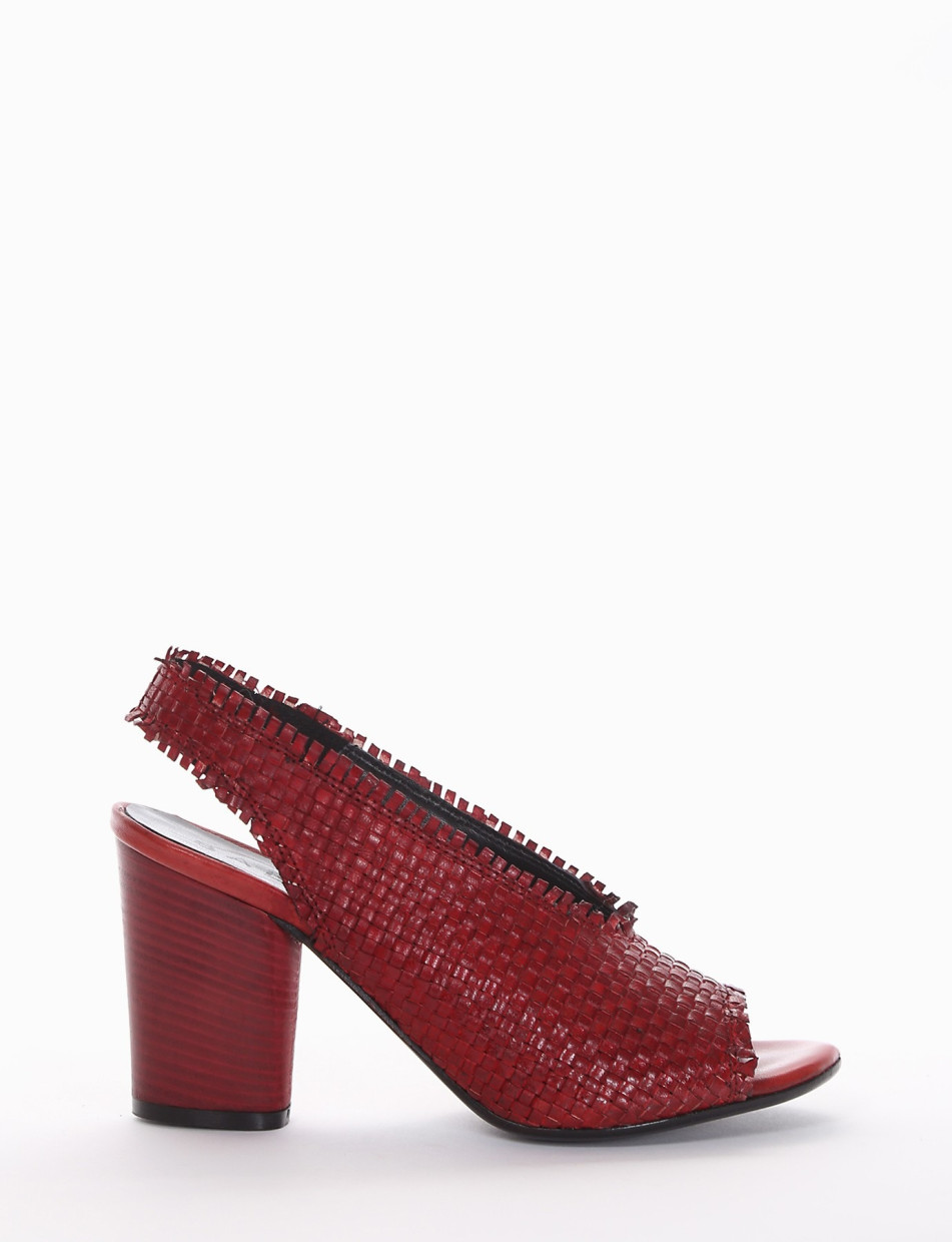 Slingback decoltè tacco 7 cm rosso pelle