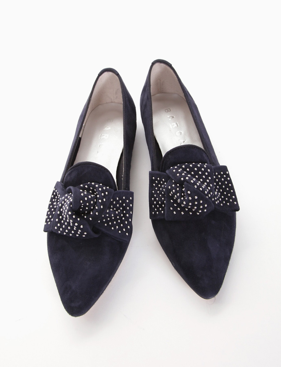 Flat shoes heel 1 cm blu chamois